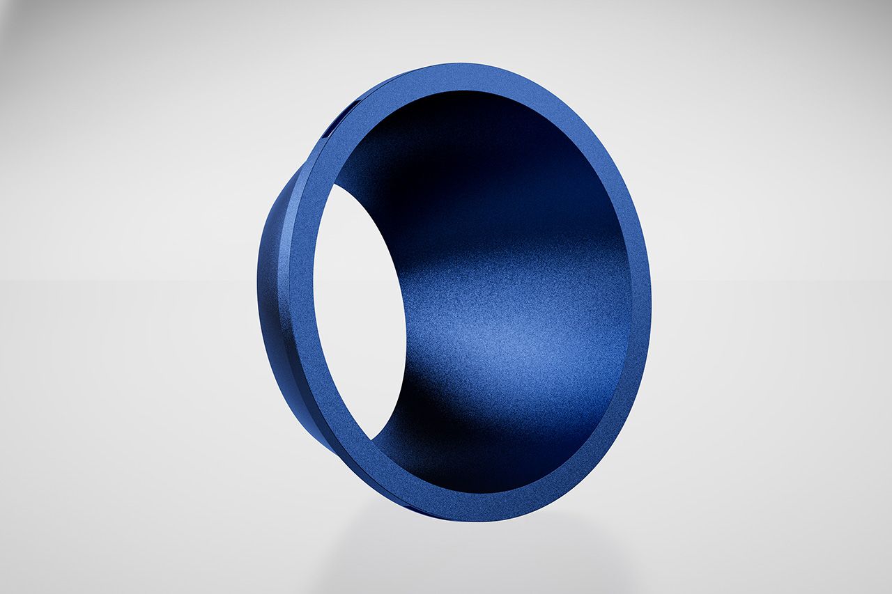 Produktabbildung: Kunststoff-Formteil in matt strukturierter blauer Farbbeschichtung
